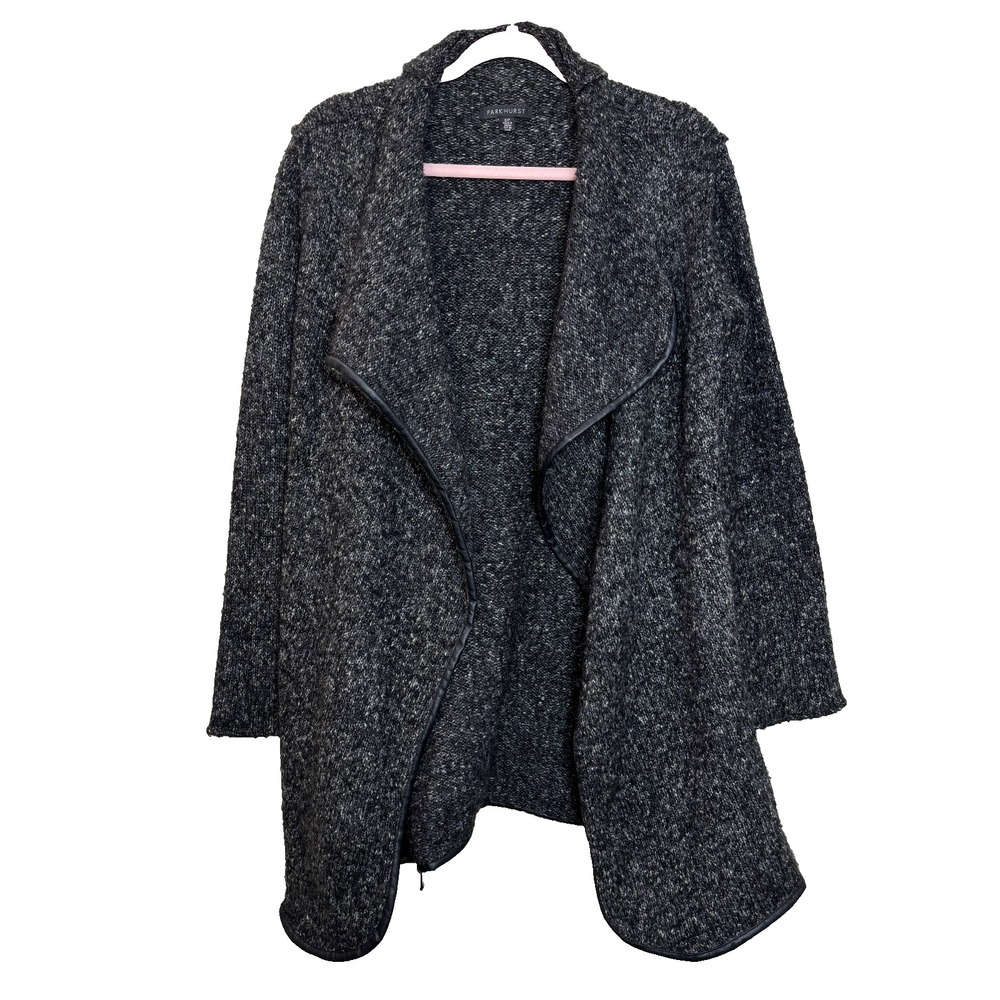 ParkHurst‎ Wool Blend Draped Cardigan Sweater Gray Back Zippers Women's Small
